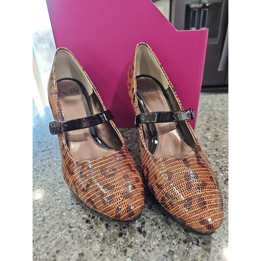 softft brown leopard print high-heeled pumps size 8